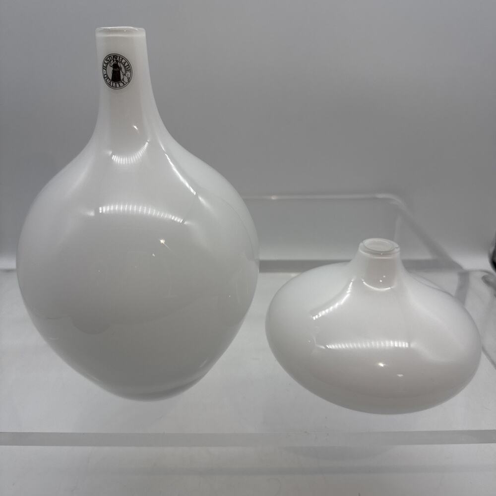 2 IKEA Modernist MCM White Salong Vase Glass Johanna Jelinek - Retired